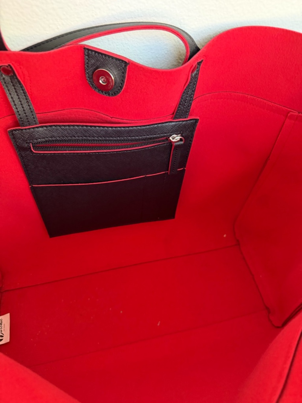 Black & Red Tote Bag with Contrast Trim - Unbranded - Picture 13 of 14